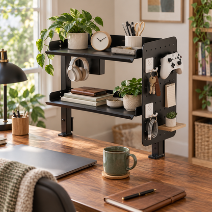 Metal Clamp On Desk Shelf